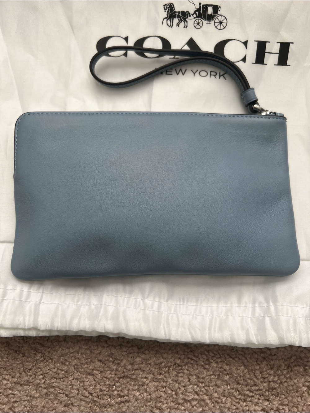 Coach Blue Leather Wristlet with Signature 'C' - Picture 3 of 8